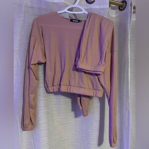 MISSGUIDED Women's Pink Long sleeve skirt set